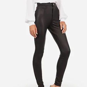 High Waisted Faux Leather Five Pocket Leggings